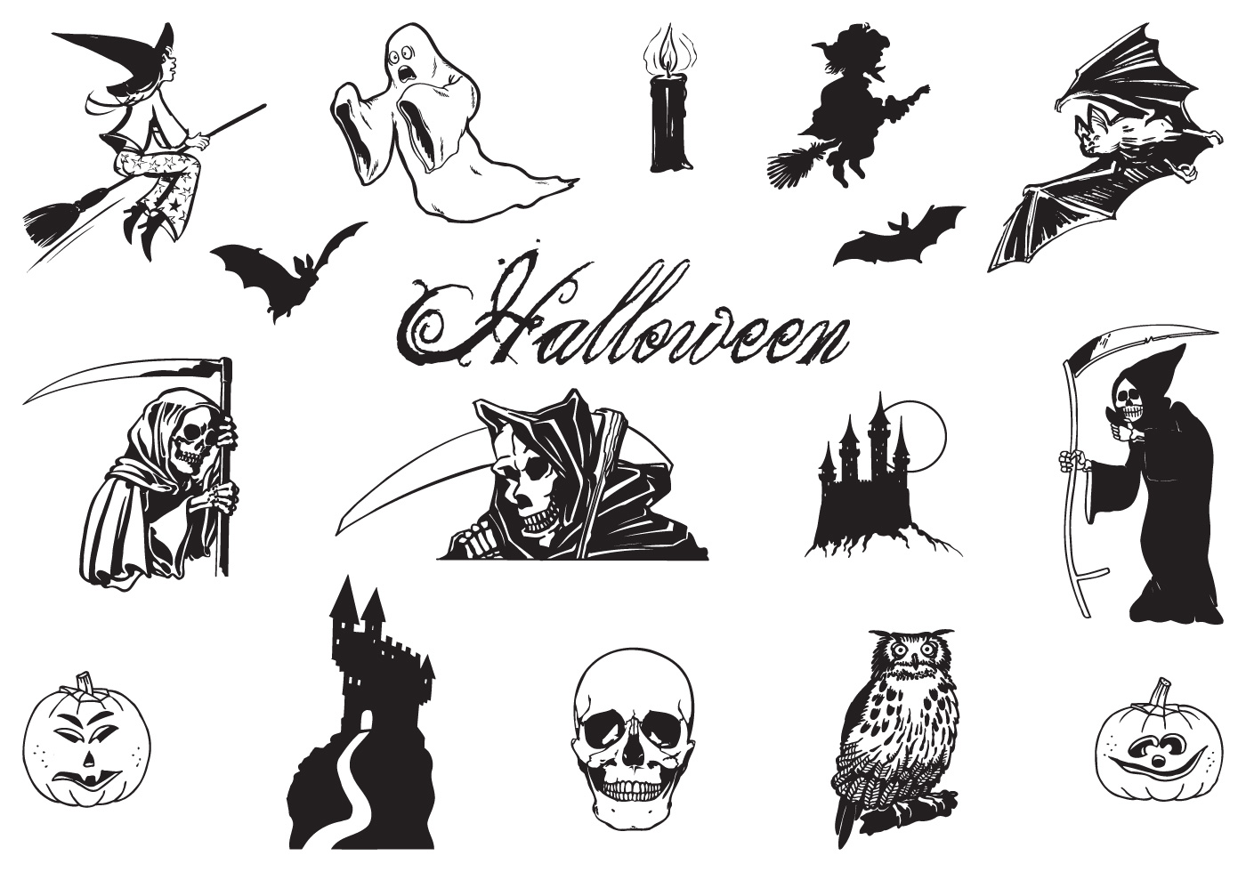 Hand Drawn Halloween Vector Pack - Download Free Vectors ...