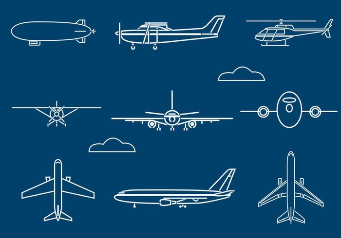 Outlined Aircraft Vector Pack