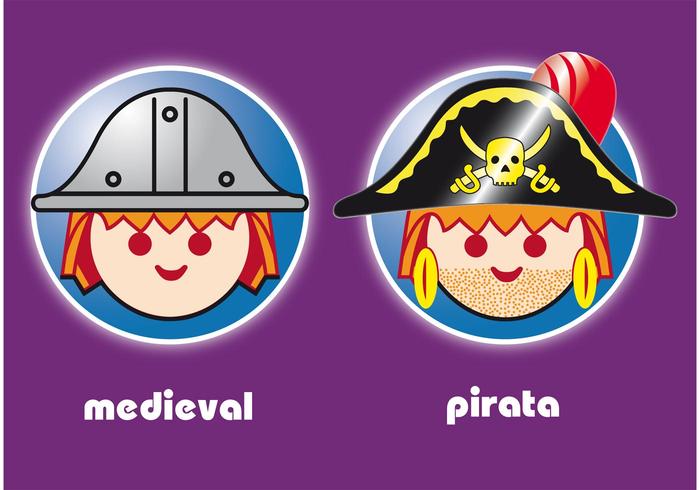 Playmobil Pirate and Medieval Toy Vector Characters Playmobil Pirate and Medieval Toy Vector Characters