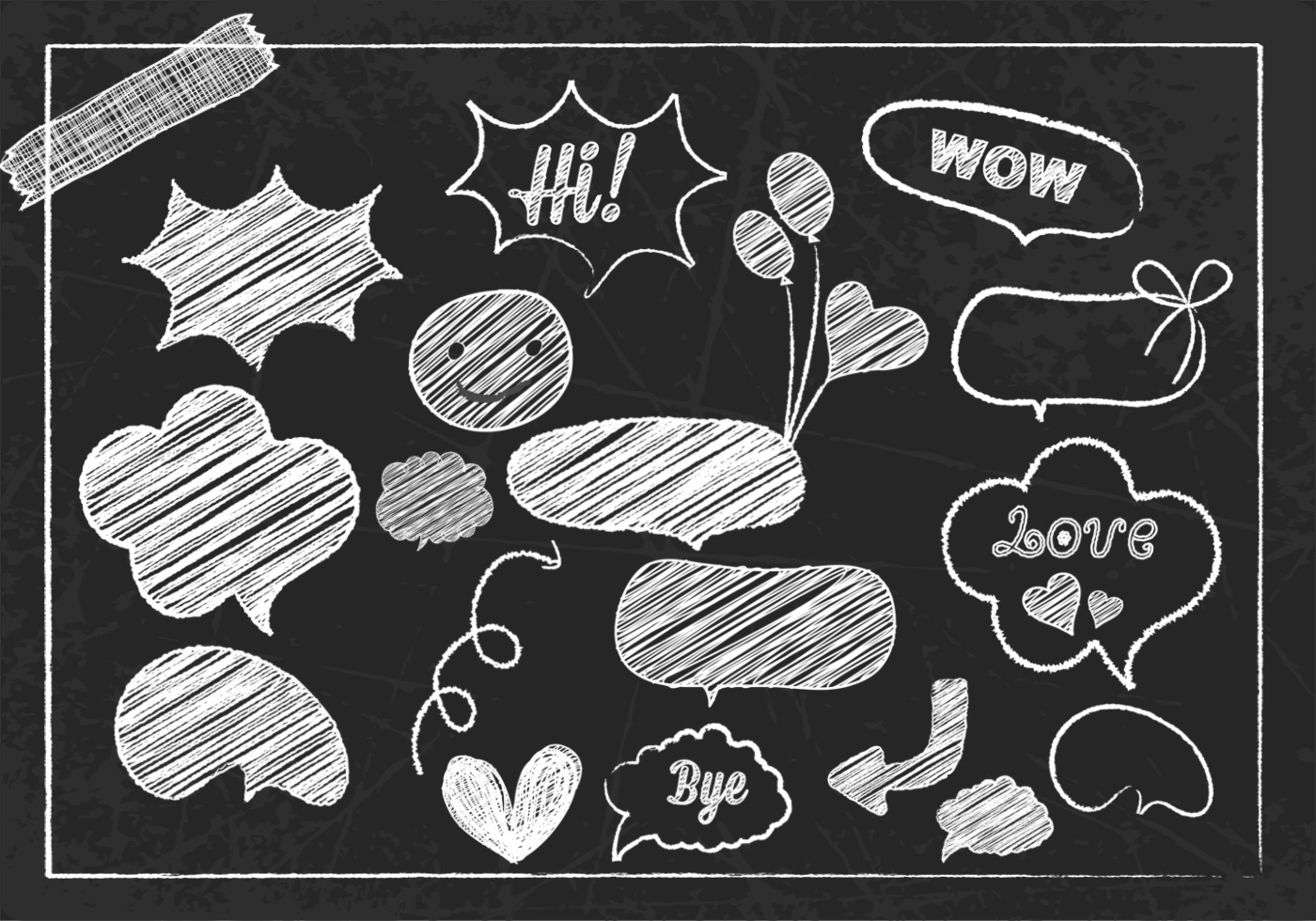 Download Chalk Drawn Speech Bubble and Doodle Vector Pack ...