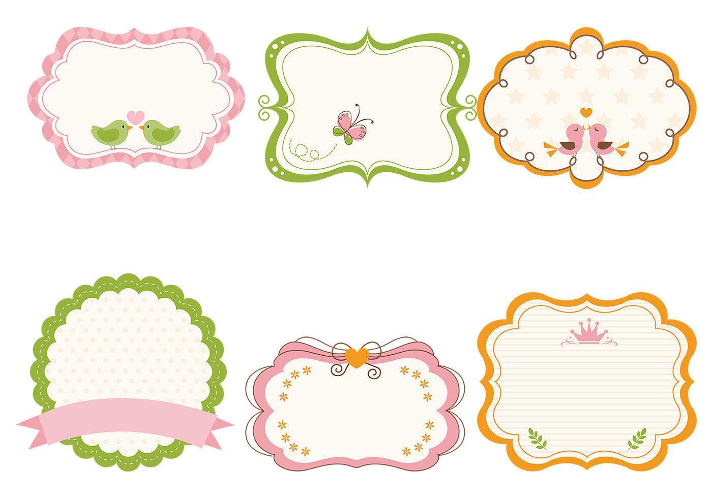 Cute Girly Frame Vector and Label Vector Pack 58687 Vector Art at Vecteezy