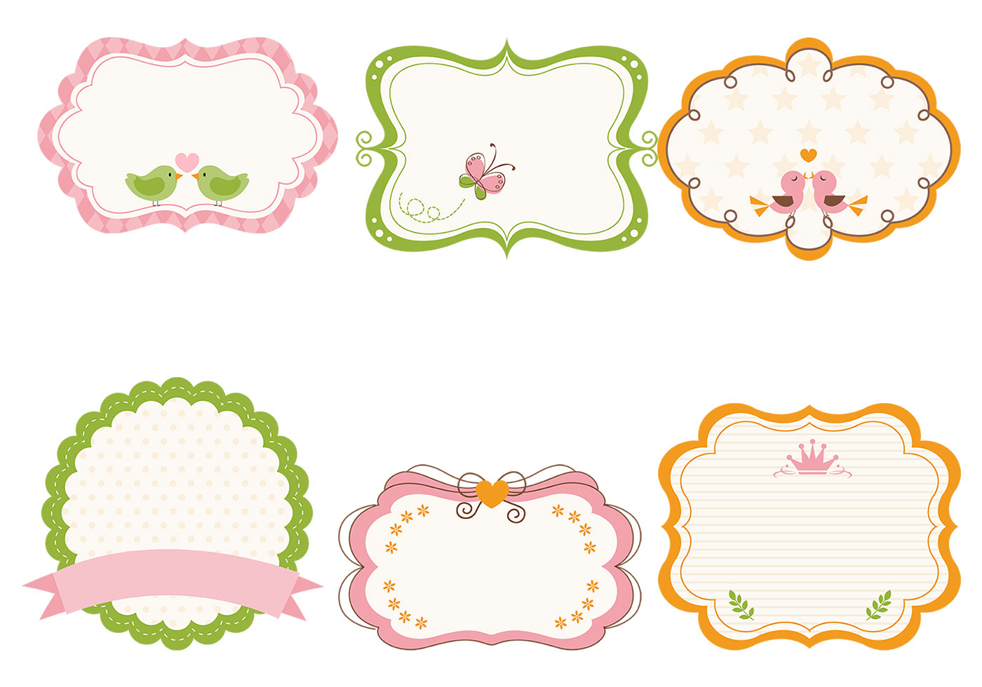 Download Cute Girly Frame Vector and Label Vector Pack - Download ...