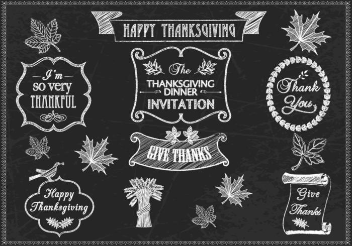 Chalk Drawn Thanksgiving Vector Pack