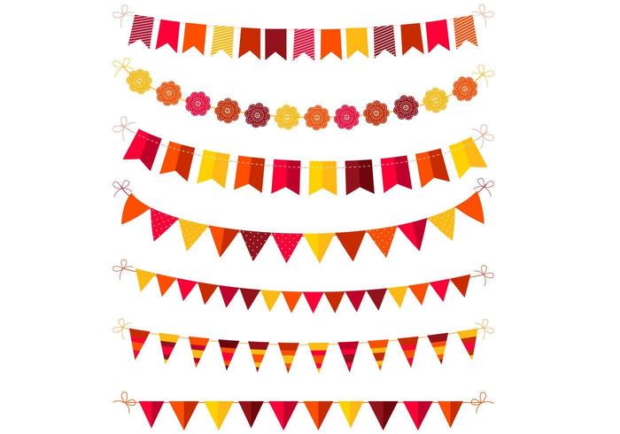 Autumn Colored Bunting Vector Pack