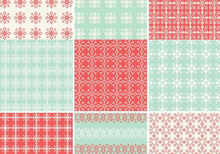 Pixelated Snowflake Vector Pattern Pack
