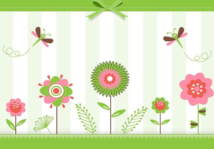 Green Floral Greeting Card Vector