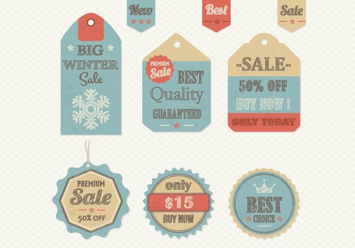 Wintery Retro Sale Tag Vector Pack