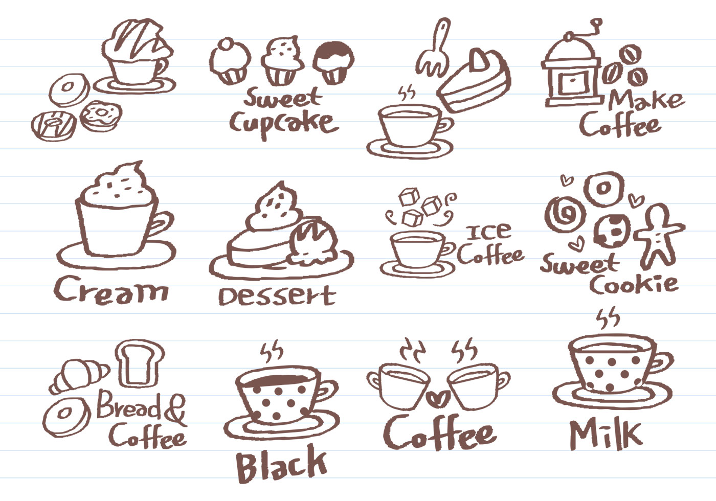 Coffee Doodle Vector Pack Download Free Vector Art Stock Graphics