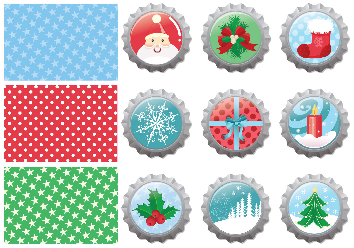 Download Christmas Bottle Cap Vector Pack - Download Free Vectors ...