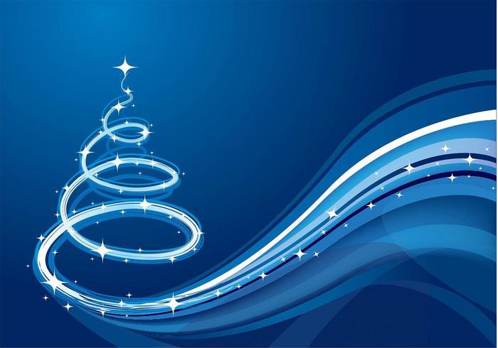 Blue Wave Christmas Tree Vector