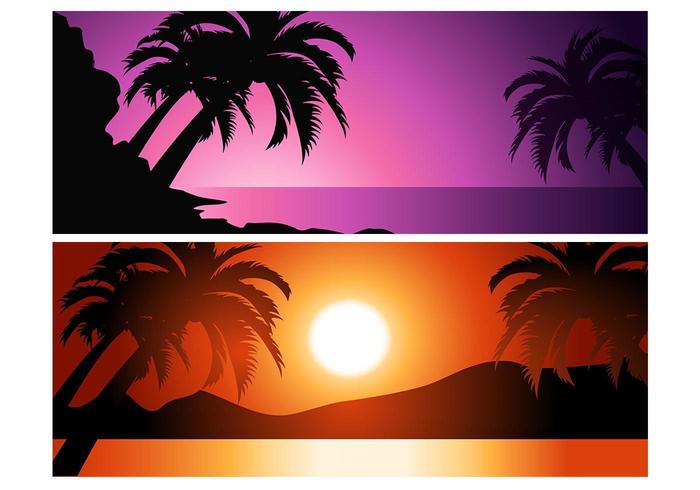 Tropical Sunset Vector Background Pack