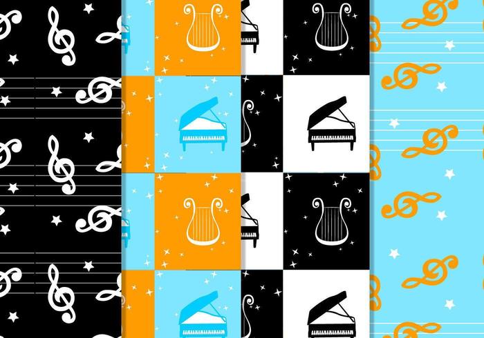 Checkered Musical Pattern Vector Pack