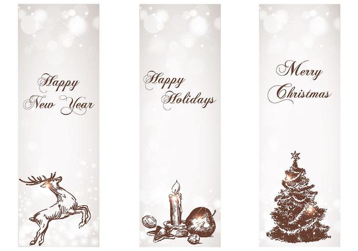 Snowy Holiday Banner Vector Pack