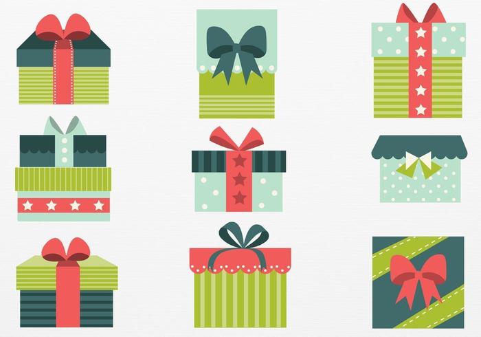 Retro regalo de Navidad Vector Pack