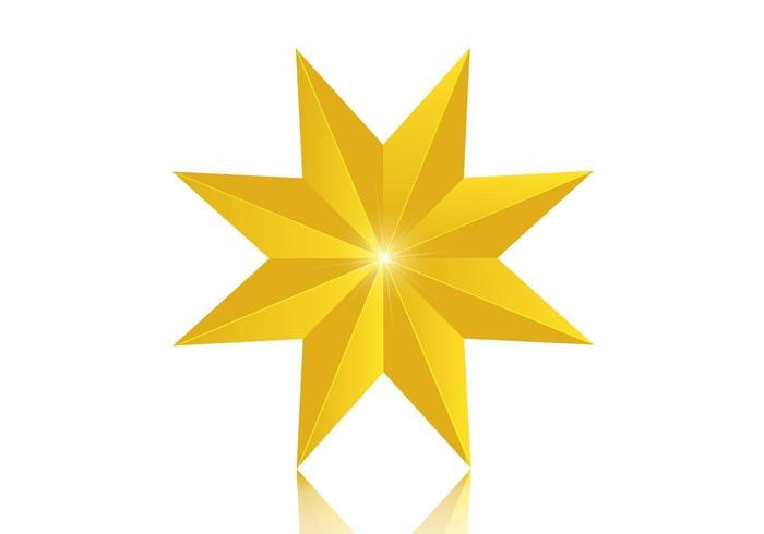 3D 8 Point Golden Star Vector