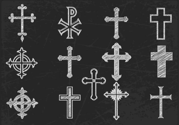 Chalk Drawn Cross Vector Pack