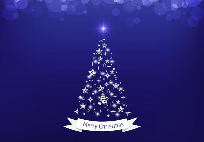 Blue Bokeh Christmas Tree Vector Background