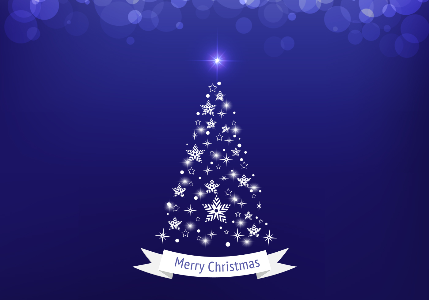 Download Blue Bokeh Christmas Tree Vector Background - Download ...