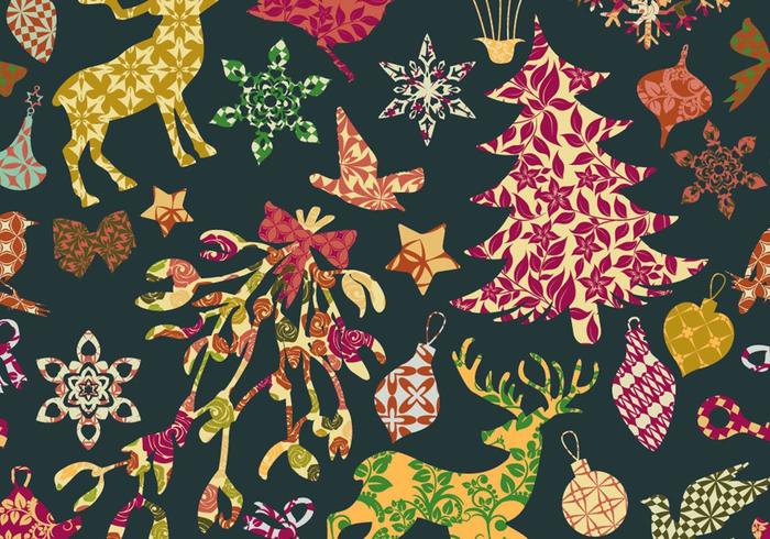 Seamless Patchwork Christmas Pattern Vector