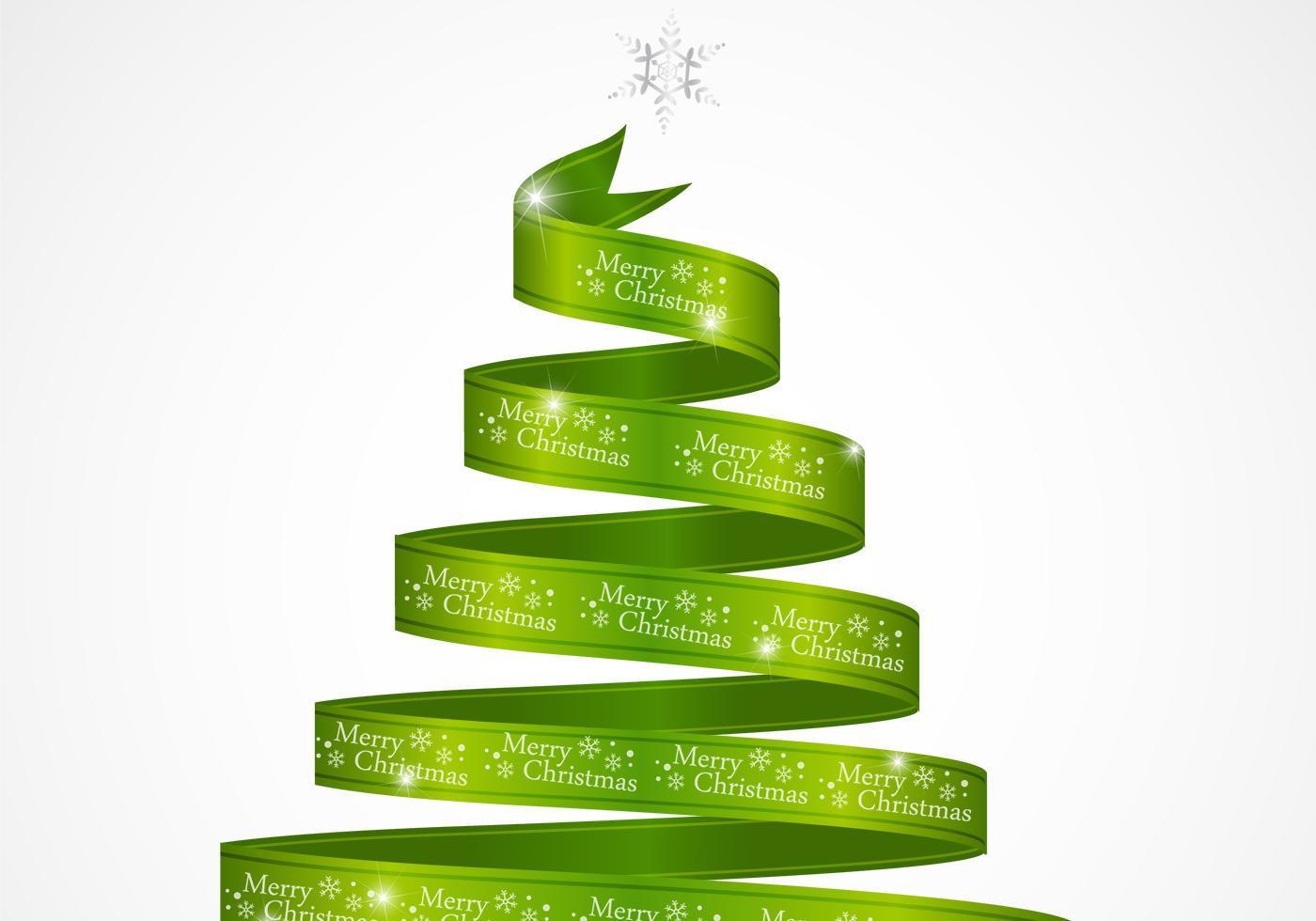 Green Ribbon Christmas Tree Vector 59198 Vector Art at Vecteezy