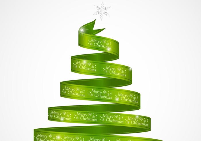 Green Ribbon Christmas Tree Vector