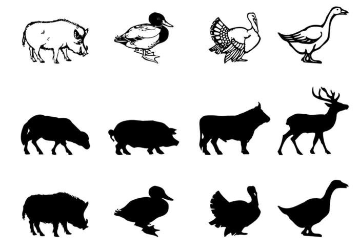 Farm Animal Vector Silhouettes Pack