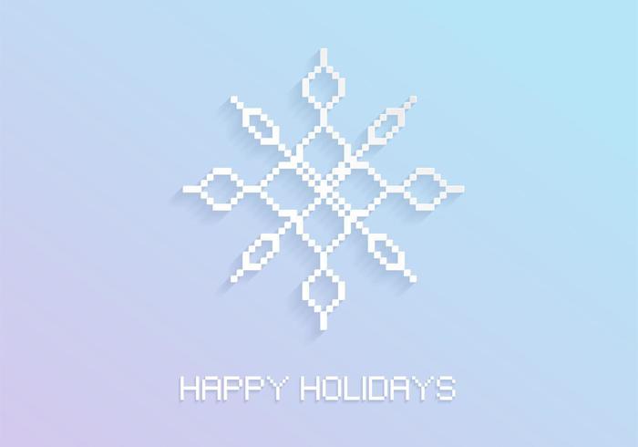 Pixel Snowflake Holiday Vector Background