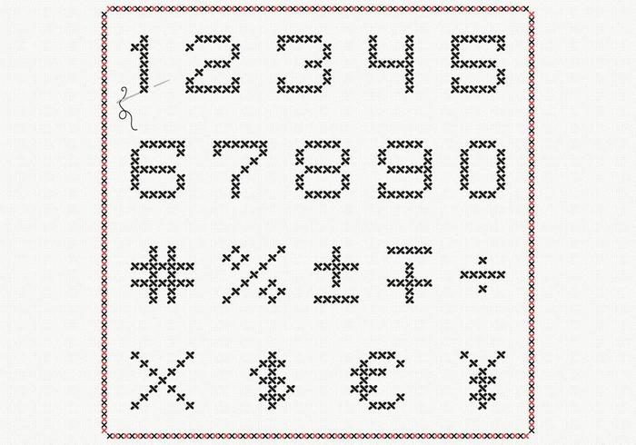 Cross Stitch Number Vector Pack