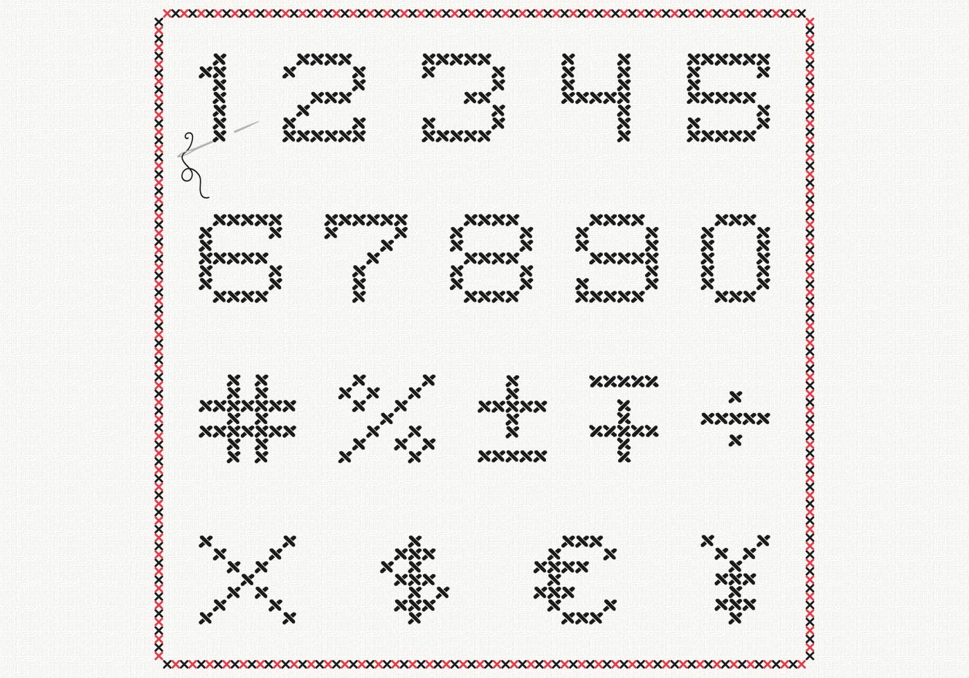 Cross Stitch Number Vector Pack 59658 Vector Art at Vecteezy