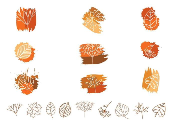 Outlined Leaf and Plant Vector Pack