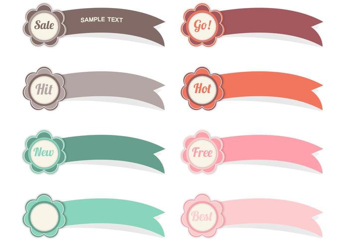 Flower Ribbon Label Vector Pack