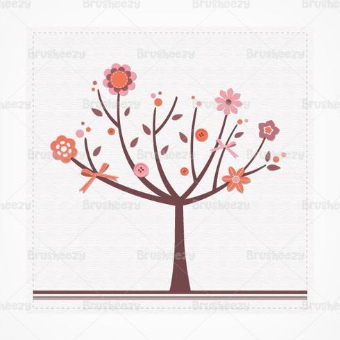 Scrapbook Floral Tree Vector