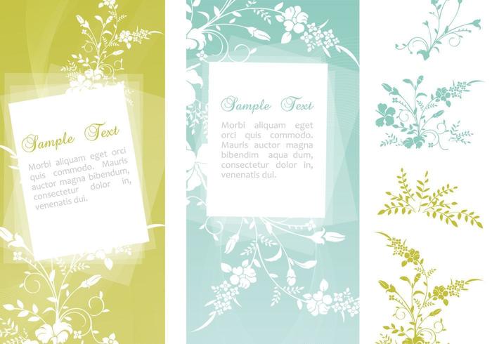 swirly floral banner vector pack