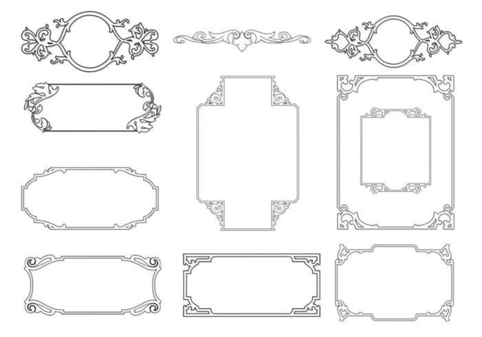 Outlined Ornamental Frame Vector Pack