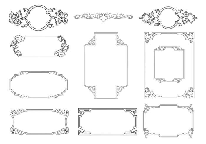 Outlined Ornamental Frame Vector Pack