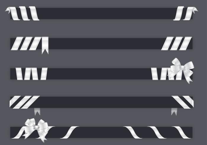 White Wrapped Ribbon Banner Vector Pack