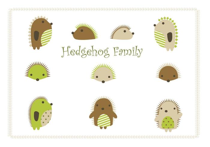 Cartoon Hedgehog Vector Family Pack