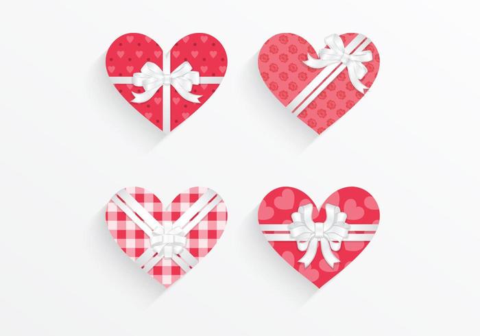 Patterned Heart Gift Box Vector Pack