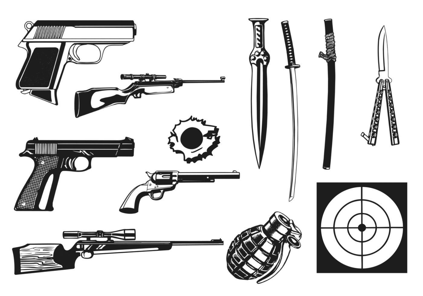 Weapons Vector Pack - Download Free Vectors, Clipart Graphics & Vector Art