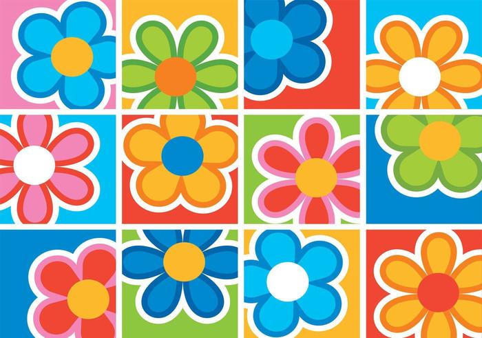 Bright Playful Flower Background Vector Pack