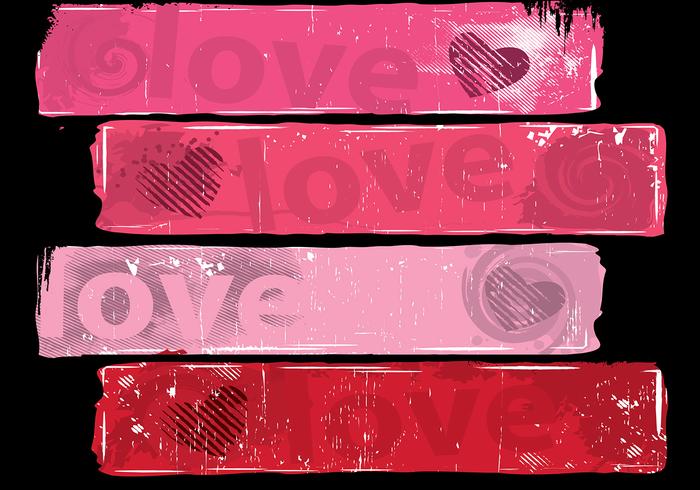 Grungy Love Banner Vector Pack