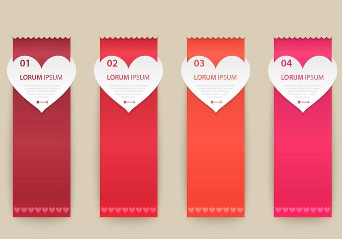 Conjunto de vectores de banner de cinta de corazón