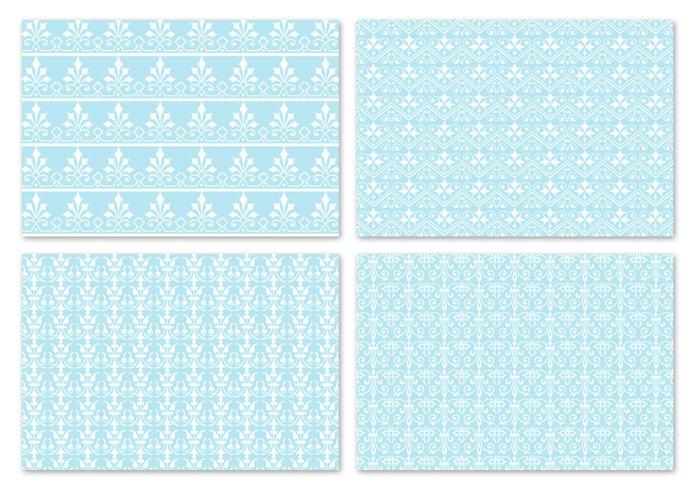Winter Blue Damask Vector Pattern Pack
