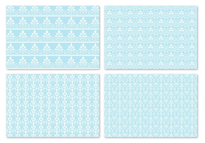 Winter Blue Damask Vector Pattern Pack