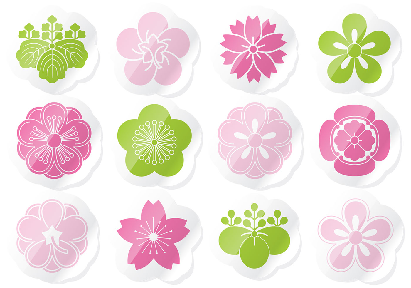 Flower Sticker Vector Pack 60356 Vector Art at Vecteezy