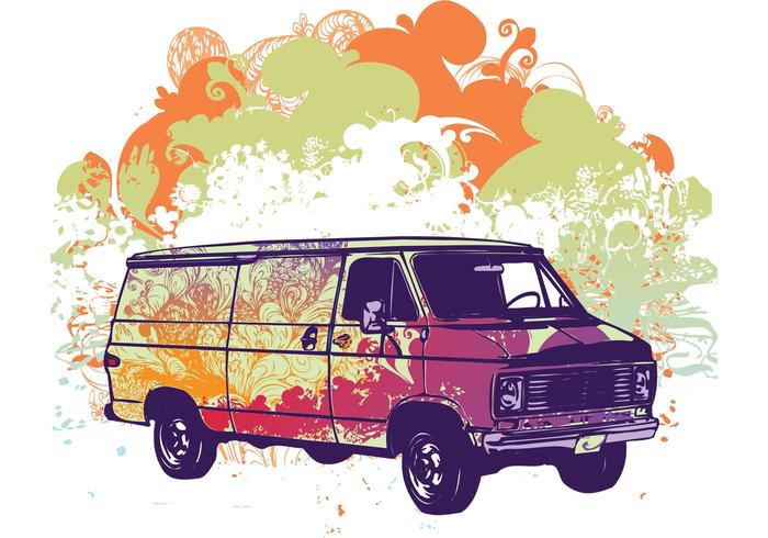 Free psychadelic van vector illustration Free psychadelic van vector illustration