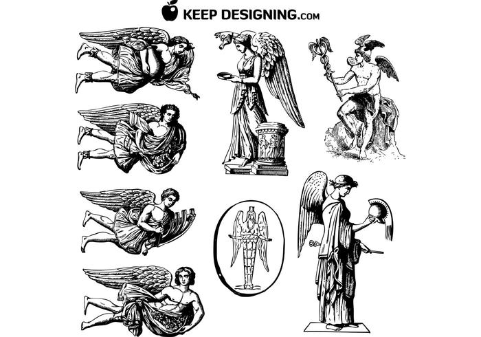 Vintage Winged Angel Vectors Vintage Winged Angel Vectors
