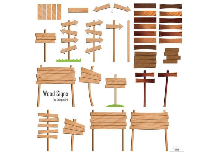 Wood Signs Vector Set Wood Signs Vector Set