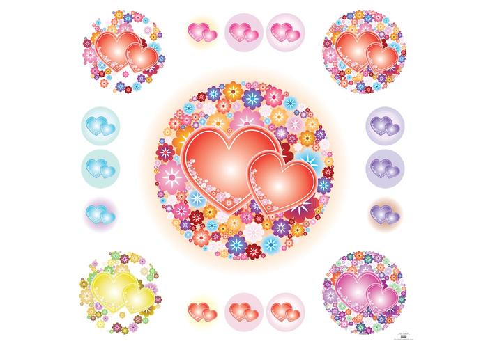 Flowery Hearts Vector Flowery Hearts Vector