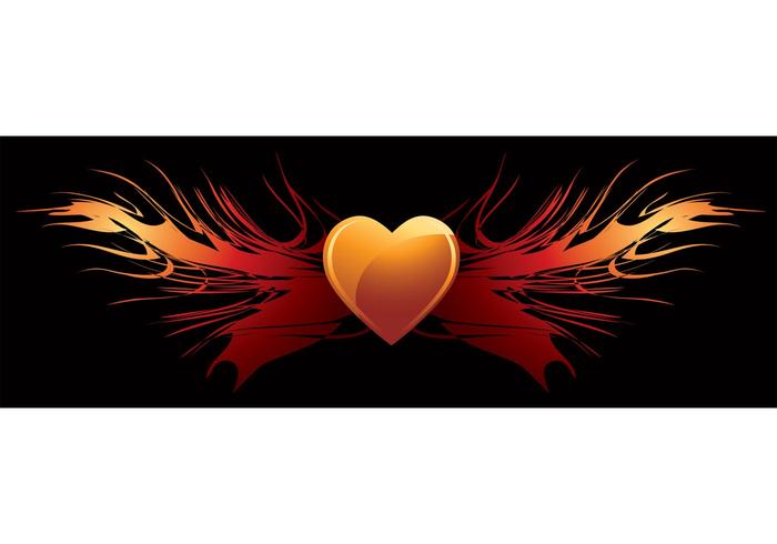 EPS vector flaming heart wings EPS vector flaming heart wings